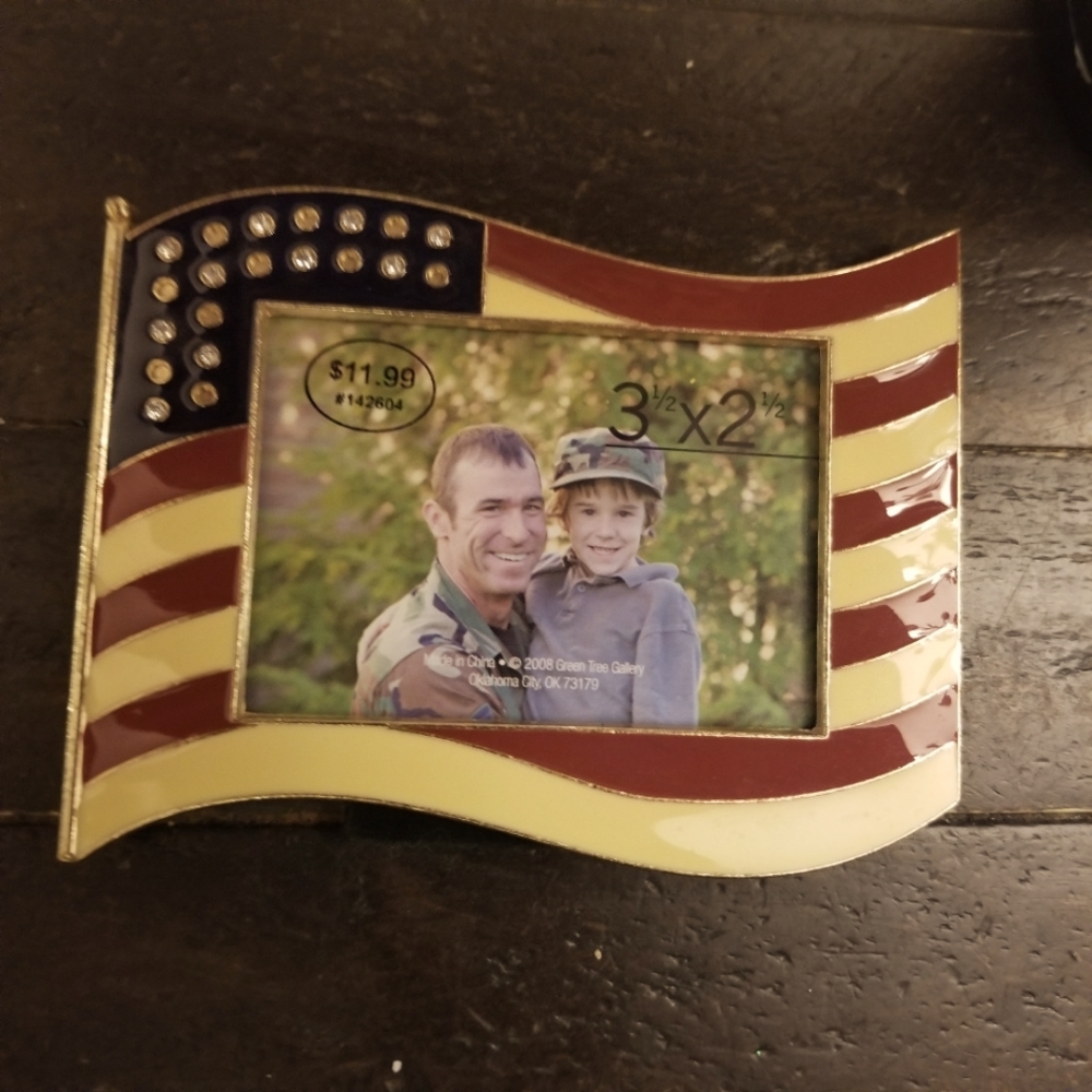 3 x 2 Frame Red Tan and Blue Enamel